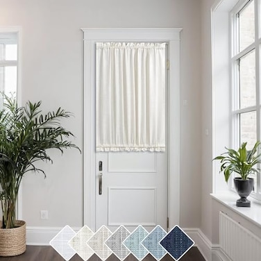 KOUFALL Door Curtain for Door WindowSmall Linen Privacy Sheer Short Window Curtains for Kitchen Bathroom40 Inch Length Long1 PanelOff WhiteCream Beige