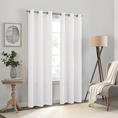 Eclipse Kendall Solid Textured Blackout Thermal Insulated Lining Grommet Window Curtain for Bedroom 1 Panel 42 in x 84 in White