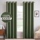 MIULEE 100 Blackout Linen Textured Curtains for Bedroom Solid Thermal Insulated Olive Green Grommet Room Darkening Curtains Drapes Luxury Decor for Living Room 52 x 84 Inch 2 Panels