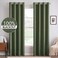MIULEE 100 Blackout Linen Textured Curtains for Bedroom Solid Thermal Insulated Olive Green Grommet Room Darkening Curtains Drapes Luxury Decor for Living Room 52 x 84 Inch 2 Panels