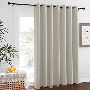 NICETOWN Blackout Curtain for Patio Sliding Door Grommet Extra Wide Sliding Door Curtains Room Darkening Weighted Drape for Living RoomPatio Natural W100 x L84 1 Panel