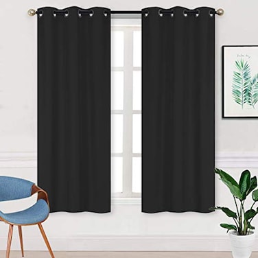 Better Home Style 2 Piece Solid Color 100 Blackout Room Darkening 2 Panels Window Treatment Curtain Insulated Drapes for Any Window with Grommets M3763 Black 2 Panels 36 W X 63 L Each