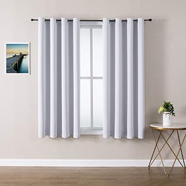 ChrisDowa Grommet Room Darkening Curtains for Bedroom and Living Room 2 Panels Set Thermal Insulated Blackout Curtains Greyish White 52W x 63L