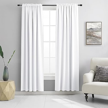 DONREN 2 Panels Pure White Half Blackout Curtains 84 Inches Long Snowy White Light Blocking Thermal Insulated Livingroom Drapes Elegant Soft Durable Curtains2 Panels W 42 x L 84 Inch