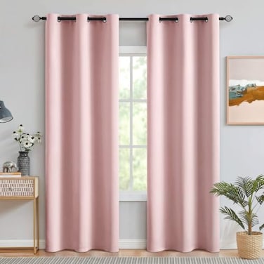 MIULEE 90 Long Room Darkening Curtains Thermal Insulated Drapes Solid Window Treatment Set Grommet Top Light Blocking Blackout Curtain for Living RoomBedroom 2 Panels Light Pink