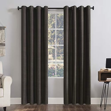 Sun Zero Columbia 2Pack Thermal Energy Saving 100 Blackout Grommet Curtain Panel Pair 50 x 95 Walnut Brown