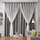 Loyala Star Curtains Double Layer Curtains Blackout Curtains for Bedroom Kids Curtains Cute Curtains Curtains 63 Inches Long 2 Panels Set Grey Curtains 42 X 63 Inches