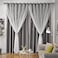 Loyala Star Curtains Double Layer Curtains Blackout Curtains for Bedroom Kids Curtains Cute Curtains Curtains 63 Inches Long 2 Panels Set Grey Curtains 42 X 63 Inches