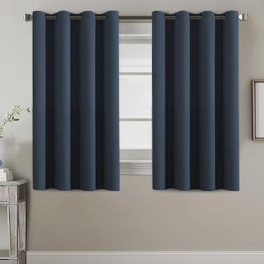 H.VERSAILTEX HVERSAILTEX Blackout Curtain for Living Room Thermal Insulated Window Treatment Curtain 54 inch Length Energy Saving Solid Grommet Top Blackout Drape One Panel Navy Blue 52 W x 54 L