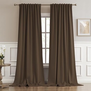 DUALIFE Blackout CurtainsDrapes 120 Inches Long Light Blocking Privacy Draperies52 inches by 120 inch2 PanelsBrown