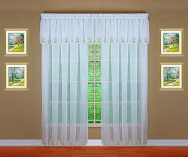 Today's Curtain Todays Curtain Sunshine Semi Sheer Embroidery Panel 84 WhiteBlue 60 W x 84 L