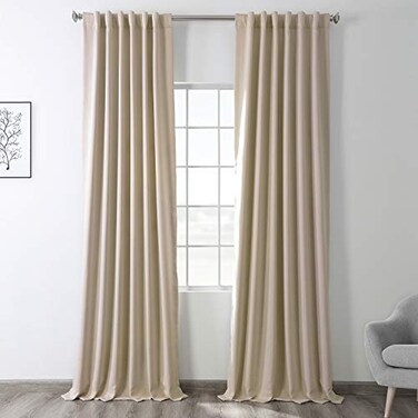 HPD Half Price Drapes Room Darkening Curtains 84 Inches Long for Bedroom Living Room 1 Panel 50 X 84 Eggnog