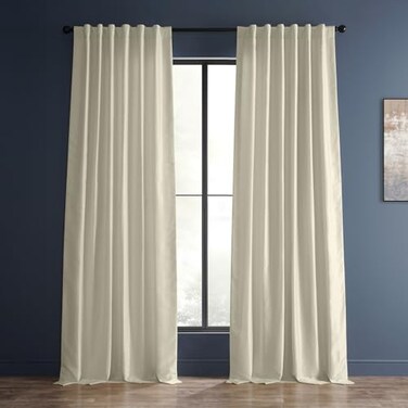 HPD Half Price Drapes Room Darkening Curtains for Bedroom Vintage Textured Faux Dupioni Silk Curtains for Living Room 1 Panel 50 X 120 Off White