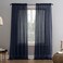 No. 918 No 918 Erica Crushed Sheer Voile Rod Pocket Curtain Panel 51 x 63 Navy Blue