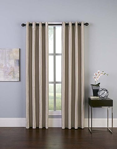 Curtainworks Malta Faux Silk Grommet Curtain Panel 50 by 108 Sand