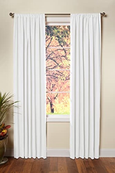 COTTON CRAFT White Curtain Window Panel Drapes Set of 2 Thick Cotton Duck Fabric Reverse Tab Top Window Treatment Bonus Tie Backs Clean Crisp Elegant Look Bedroom Living Room 50 W x 84 L
