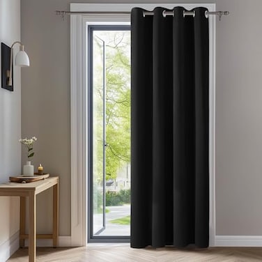 Deconovo Blackout Curtain Panel Solid Grommet Top Thermal Insulated EnergySaving MachineWashable Room Darkening Window Treatment for Bedroom Living Room 1 Panel Black 42W x 63L