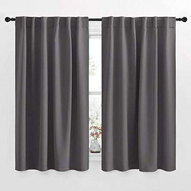 NICETOWN Blackout Curtain Panels for Living Room Grey Color 52x63 Inch 2 Panels Set Room Darkening Blackout Drapes for Window