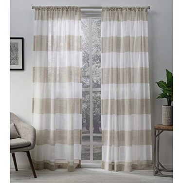 Exclusive Home EXCLUSIVE HOME Darma Sheer Linen Rod Pocket Curtain Panel Pair 50x96 Linen