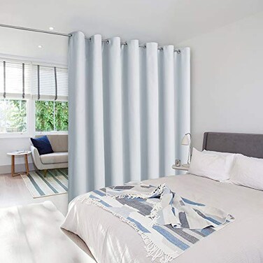 NICETOWN Room Dividers Heavy Curtains Screens Partitions Function Thermal Insulated Blackout Patio Sliding Door Divider Room Curtain Panel Extra Wide Curtains 83ft Wide x 7ft Long Greyish White