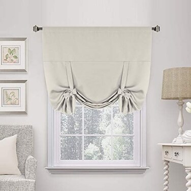 H.VERSAILTEX HVersailtex Kitchen Tie Up Curtain Thermal Insulated Tie Up Window Blind for Small Window Rod Pocket Panel 42 Wide by 63 Long IvoryCream