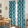 TOWN & TOWN COUNTRY EVERYDAY Ironwork Geo Trellis Sateen Indoor Curtains Room Darkening Blackout Grommet Top Energy Efficient 2Pack Set 52x96 Teal