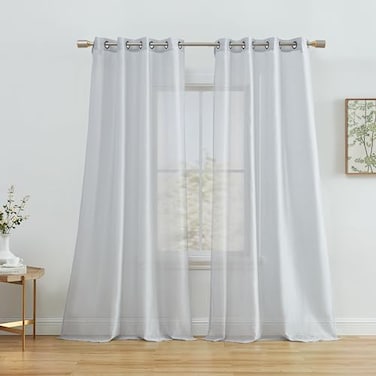 HLC.ME HLCME 2 Piece Semi Sheer Voile Drapery Window Curtain Grommet Panels for Bedroom 54 W x 95 L Silver Grey