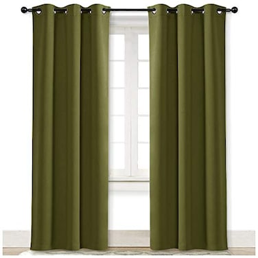 NICETOWN Blackout Room Darkening Window Curtain for Christmas Decoration Thermal Insulated Solid Grommet Blackout CurtainDrape for Living Room Single Panel 42 by 84 inches Olive Green