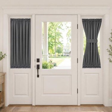 Aquazolax 25 x 40 inch Curtains for Door Window Single Panel Short Black Out Front Back Half Doors Window Curtain Thermal Insulated Noise Reducing Panels Tieback Included