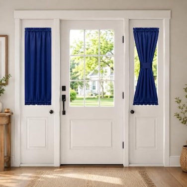 Aquazolax Navy Door Curtains for Door Windows Blackout 25 by 40 inch Solid Room Darkening Window Treatment Curtain for Sidelight Doorway 1 Panel Navy Blue