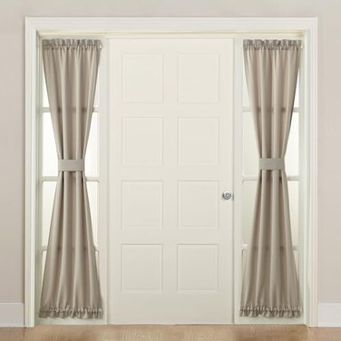 Sun Zero Barrow Energy Efficient Rod Pocket Door Sidelight Curtain Panel 26 x 72 Stone