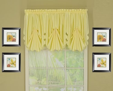 Today's Curtain Todays Curtain Orleans Scallop Curtain Buttercup Fan Insert 30 W x 40 L Buttercup