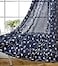 MIUCO Floral Embroidered Semi Sheer Curtains Faux Linen Grommet Curtains for Bedroom 52 x 84 Inch 2 Panels Navy Blue