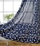 MIUCO Floral Embroidered Semi Sheer Curtains Faux Linen Grommet Curtains for Bedroom 52 x 84 Inch 2 Panels Navy Blue