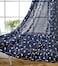MIUCO Floral Embroidered Semi Sheer Curtains Faux Linen Grommet Curtains for Bedroom 52 x 84 Inch 2 Panels Navy Blue