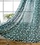MIUCO Floral Embroidered Semi Sheer Curtains Faux Linen Grommet Window Panel Pair for Bedroom 52 x 63 Inch Teal