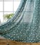 MIUCO Floral Embroidered Semi Sheer Curtains Faux Linen Grommet Window Panel Pair for Bedroom 52 x 63 Inch Teal