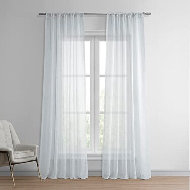 HPD Half Price Drapes Solid Sheer Curtains For Living Room Linen Texture 50 X 120 1 Panel SHCHSS07161120 Aspen White