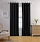 MIUCO Room Darkening Texture Linen Look Blackout Grommet Curtains for Office Set of 2 52x84 Inch Long Black