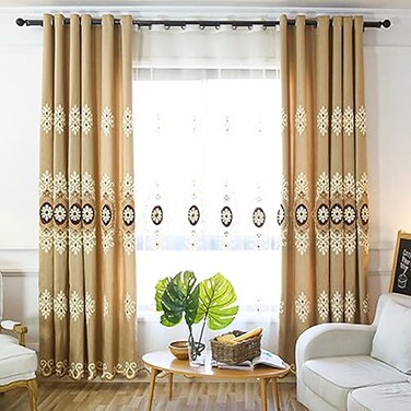 VOGOL Simple Chenille Jacquard Blackout Window Elegance CurtainsDrapesPanelsTreatments for Bedroom Living Room 60 x 106 Top Grommets 2 Panels