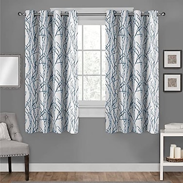 Exclusive Home EXCLUSIVE HOME Branches Linen Blend Grommet Top Curtain Panel Pair 54x63 Teal