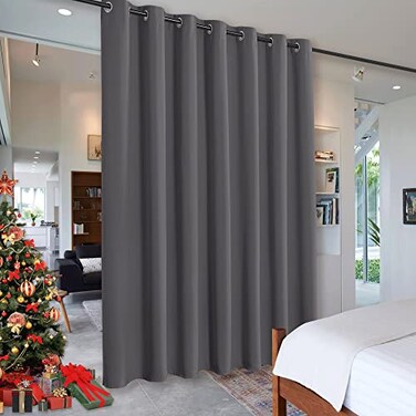 RYB HOME Blackout Room Divider Curtains Privacy Loft Screen Adjustable Ceiling to Floor Curtain Drapes Partitions for Bedroom Dorm Doorway Bay Window Wide 100 x Long 84 Grey 1 Panel