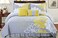All American Collection New 6pc Flower Printed Reversible Bedspread Set with Dust Ruffle Queen Size YellowGrey