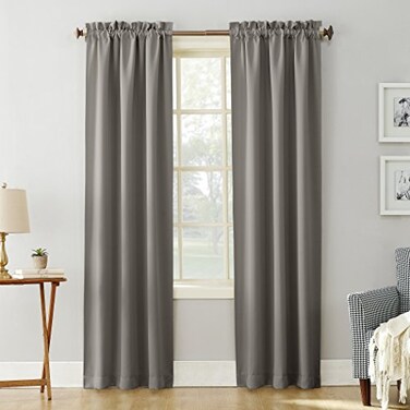 Sun Zero Easton Energy Saving Blackout Rod Pocket Curtain Panel 40 x 95 Gray