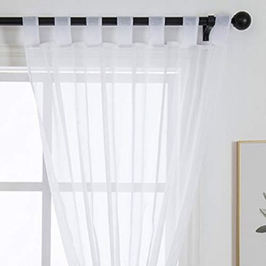 ZebraSmile 1 Panel Tab Top Voile Sheer Curtain Loop Sheers for Living Room Divide Drape Bedroom Small Window Drape White 69H X55W in