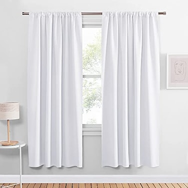 PONY DANCE White Room Darkening Curtains for Bedroom Rod Pocket Top Solid Soft Drapes Window Treatments Panels 60 Light Blocking for Living Room2 Panels W 42 x L 72 inches Pure White