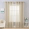 MIULEE 2 Panels Farmhouse Solid Color Beige Sheer Curtains Elegant Grommet Window Voile PanelsDrapesTreatment for Bedroom Living Room 54X84 Inch