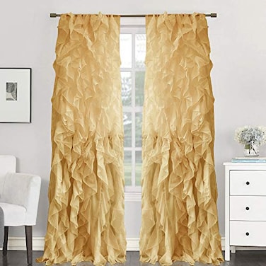 Sweet Home Collection 2 Pack Window Panel Sheer Voile Vertical Ruffled Waterfall Curtains