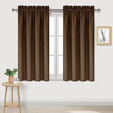 DWCN Brown Blackout Curtains for Bedroom Rod Pocket Thermal Insulated Room Darkening Drapes for Living Room W 42 x L 54 Inch 2 Panels