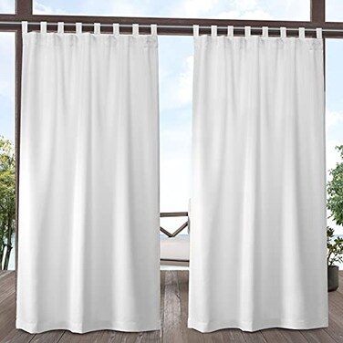 Exclusive Home Cabana Solid IndoorOutdoor Light Filtering HookandLoop Tab Top Curtain Panel 54x108 Winter White Set of 2